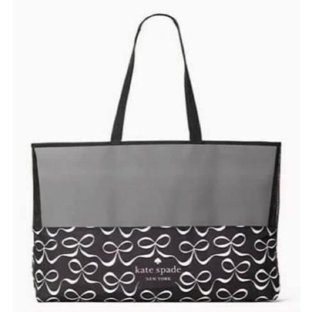 Kate Spade Large Black Canvas & Mesh Tote Bag